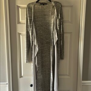 Elegant GUESS Gray Long Light Weight Cardigan with tie closure Sz M